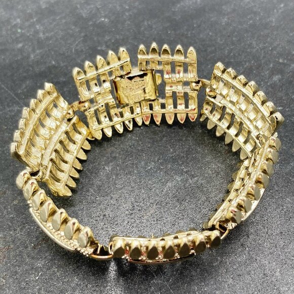 CORO PEGASUS Vintage light silvery gold tone metal picket fence link bracelet - Picture 9 of 10